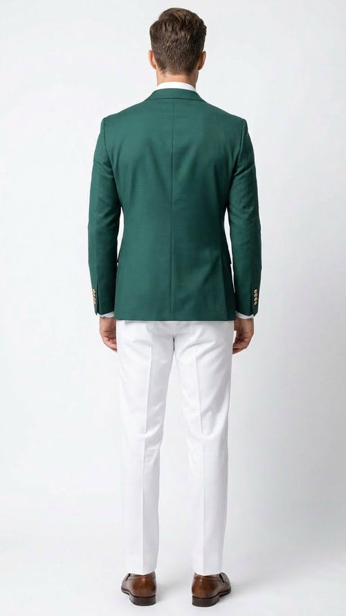 Men’s Dark Green Double Breasted Blazer - Hunter Olive Green Sport Jacket coat by USA Men's Outlet