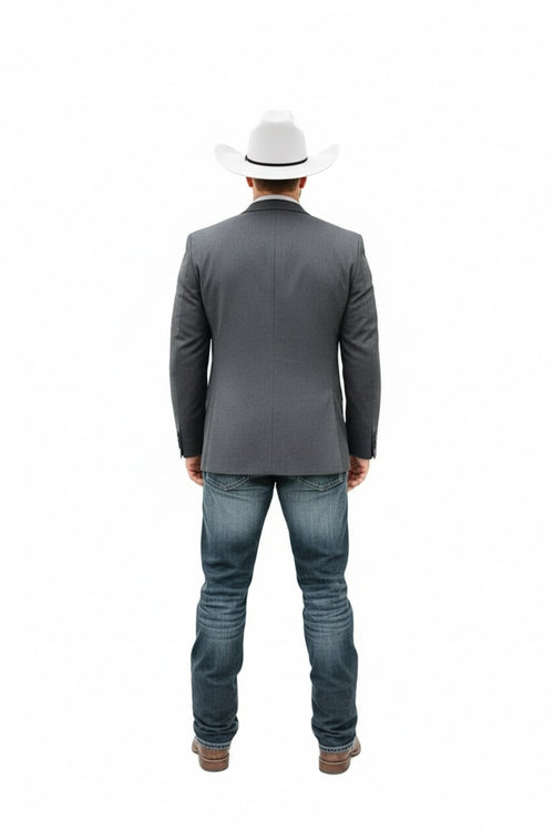 Saco Vaquero Mens Western Style Blazer – Classic Gray Cowboy Suit Jacket for Weddings, Country Events and Formal Wear in Grey Color - Cowboy Accessories