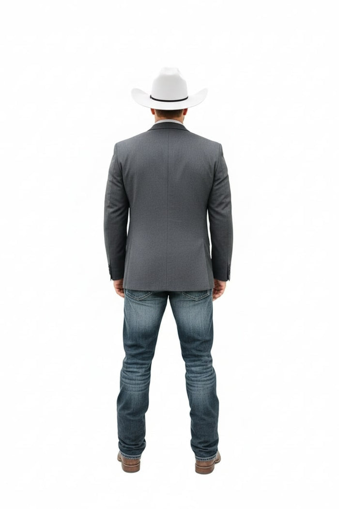 Saco Vaquero Mens Western Style Blazer – Classic Gray Cowboy Suit Jacket for Weddings, Country Events and Formal Wear in Grey Color - Cowboy Accessories
