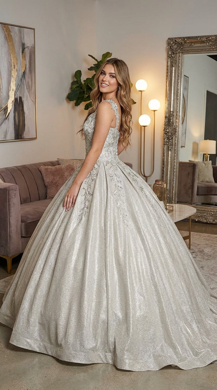 Quinceanera Dress Ball Gown Off The Shoulder Glitter & Plus Size LK178