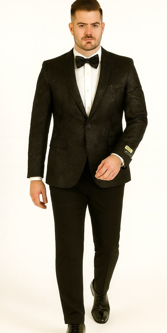 Mens 2 Button Shiny Black Blazer by Alberto Nardoni