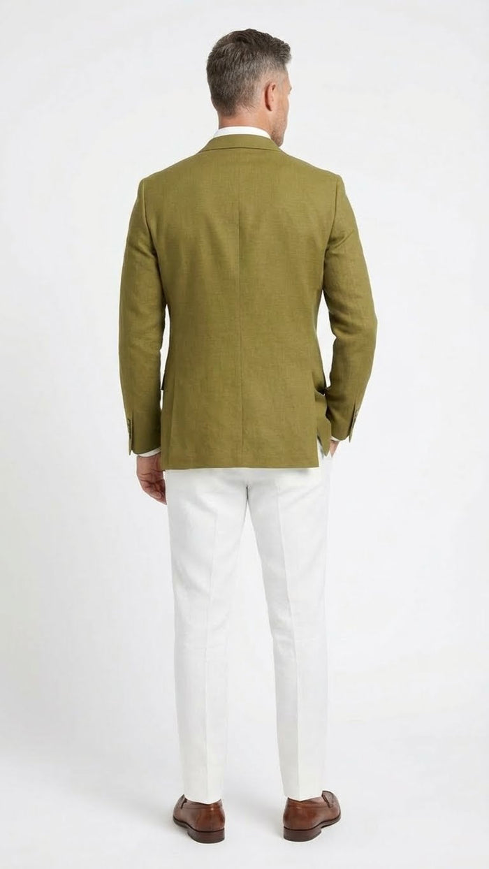 Men’s Olive Green Blazer Sport Coat - Fabric Summer in pistachio sage green USA Men's Outlet