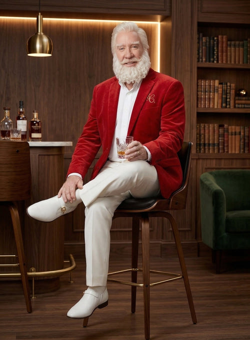 Men’s Red Velvet Blazer Santa Clauses Tim Allen Inspired Jacket – Festive Christmas Party Blazer, Holiday Costume Jacket Christmas New Year