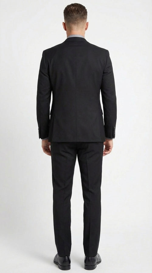 Men’s Black And White Lapel 3 Piece Tuxedo Suit with Silver Gray Satin Lapel | Formal Wedding Prom Suit Set