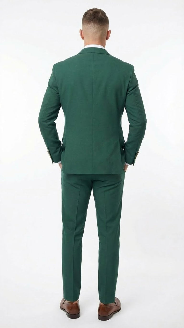Vitali Brand Men’s Emerald Green Double Breasted Suit - Modern Fit Side Vented by USA Men's Outlet