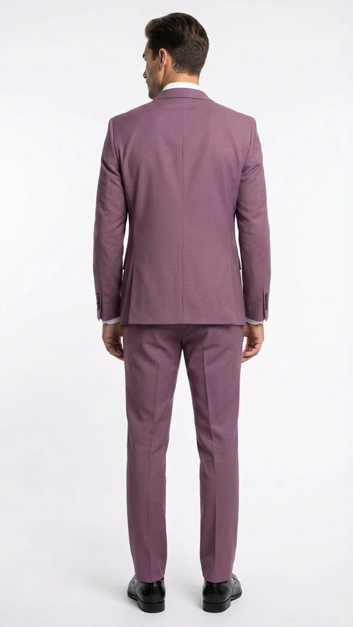 Men’s Mauve Three-Piece Suit - Slim Fit Formal Blazer, Vest, and Trousers for Weddings Rose Gold Pinkish Color USA Men's Outlet