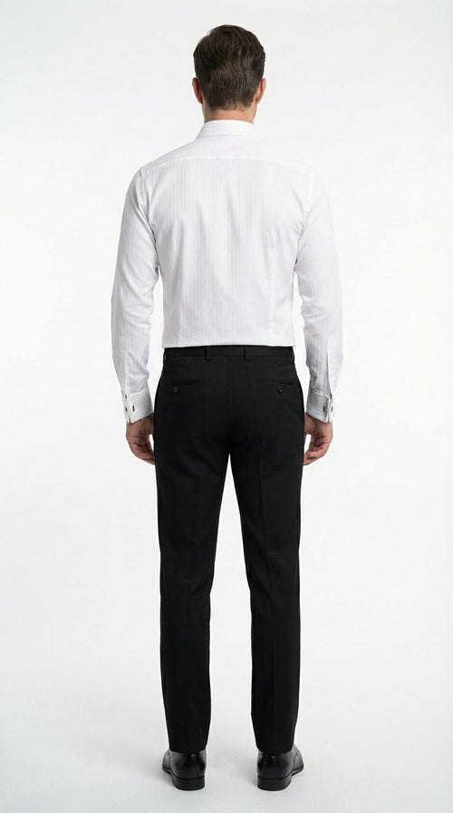 Mens White Herringbone Shadow and Tone on Tone Dress Shirt – Classic Formal Wedding