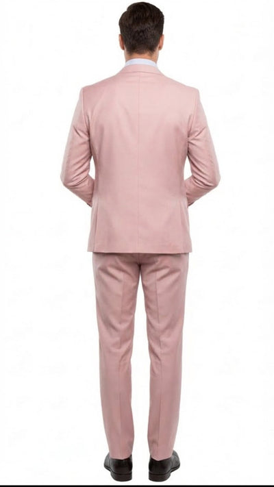 Men’s Blush Pink and Gold Three-Piece Suit - Tailored Fit Formal Wedding, Vested Suit By Rossiman USA Men's Outlet