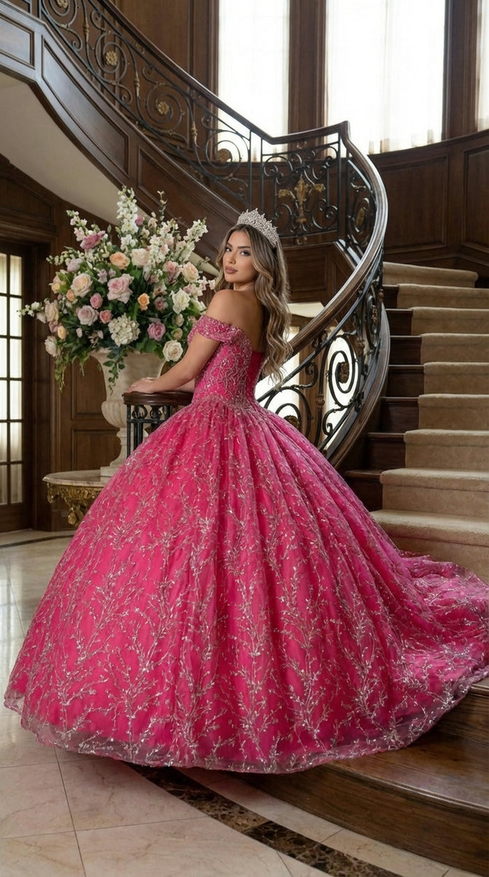 Layla K LK183 Off Shoulder Corset Quinceanera Glitter Ball Gown