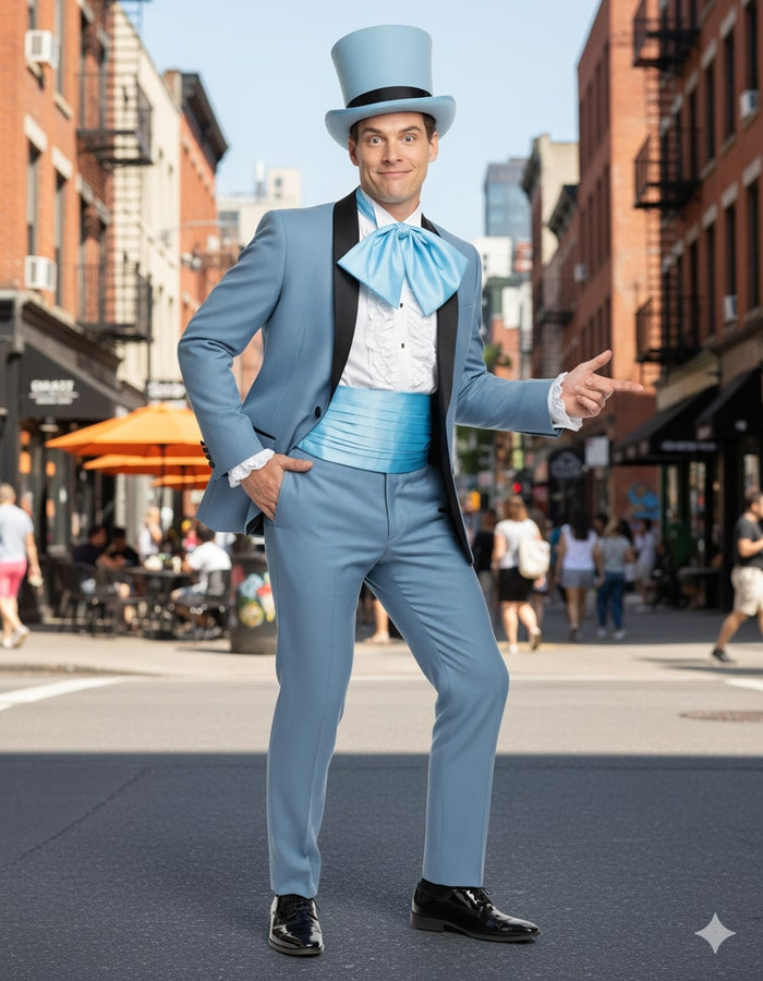 Dumb and Dumber Light Blue Tuxedo Costume for Men with Matching Top Hat - Classic 90s Party and Halloween Suit by USA Men's Outlet