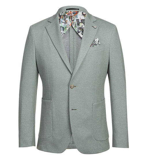 Half Canvas Slim Fit Blazer in Light Sage Gray by Pellagio