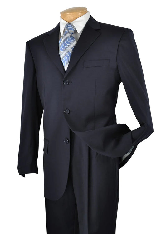 Mens Classic 3 Button Regular Fit Suit in Navy Blue by Fortino Landiin