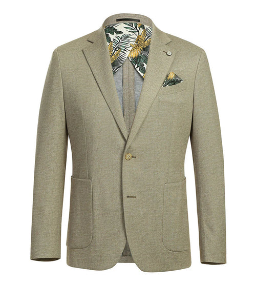 Half Canvas Slim Fit Blazer in Khaki by Pellagio