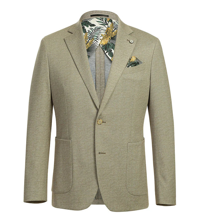 Half Canvas Slim Fit Blazer in Khaki by Pellagio