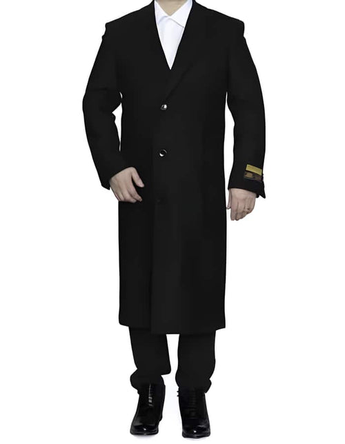 Men's Black Wool Overcoat - 3 Button by Alberto Nardoni