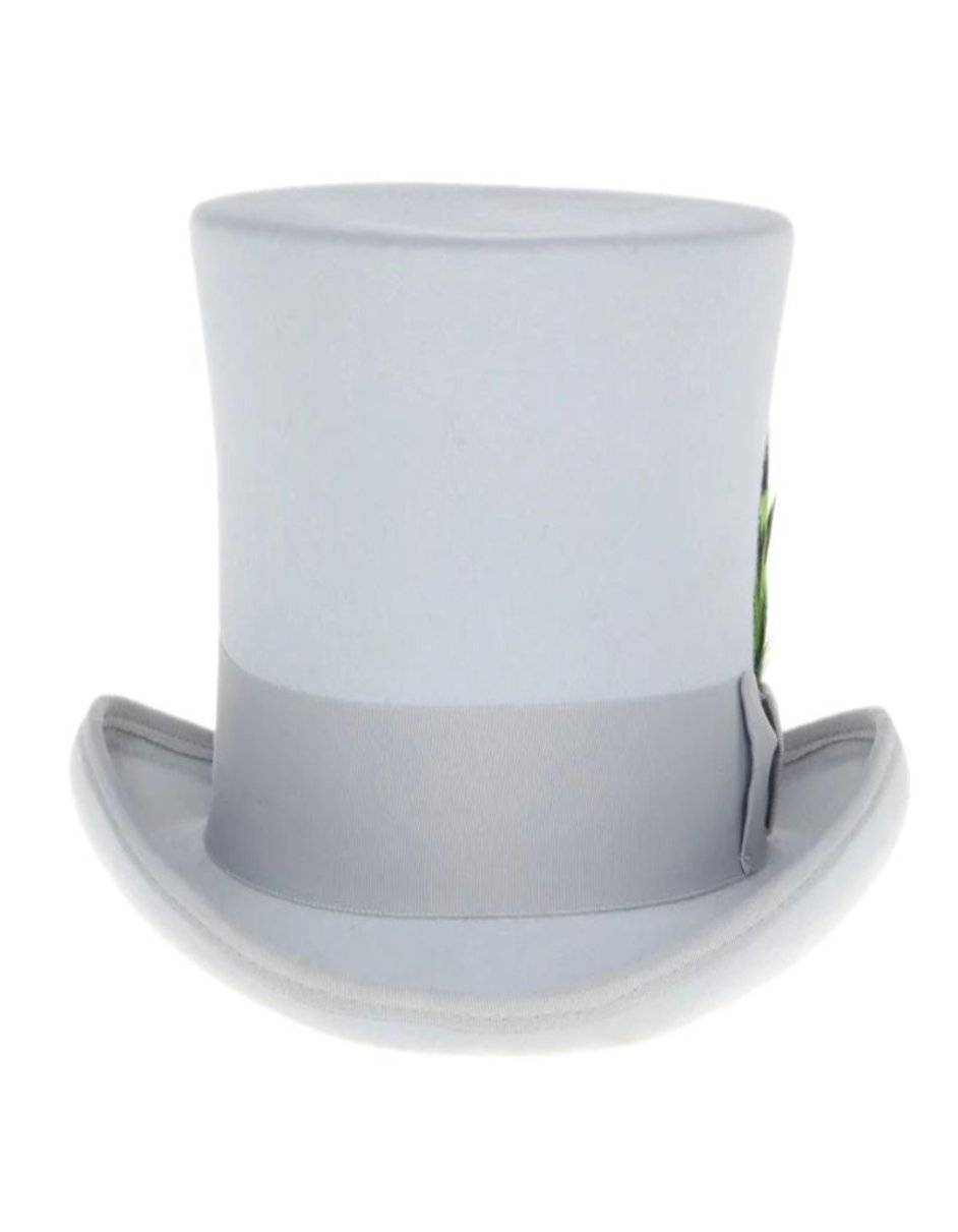 Victorian Steampunk Top Hat - 1800 19th Century - Dressy Loden Felt Top White Hat by USA Men's Outlet