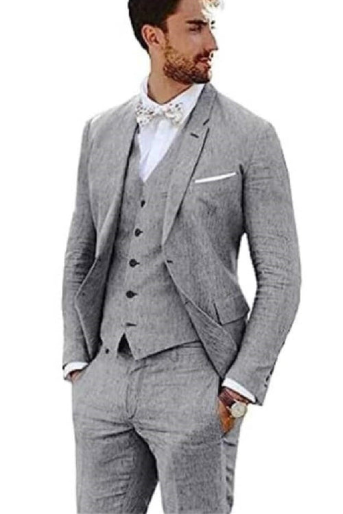Mens Big and Tall Linen Suits - Gray Summer Fabric Suit