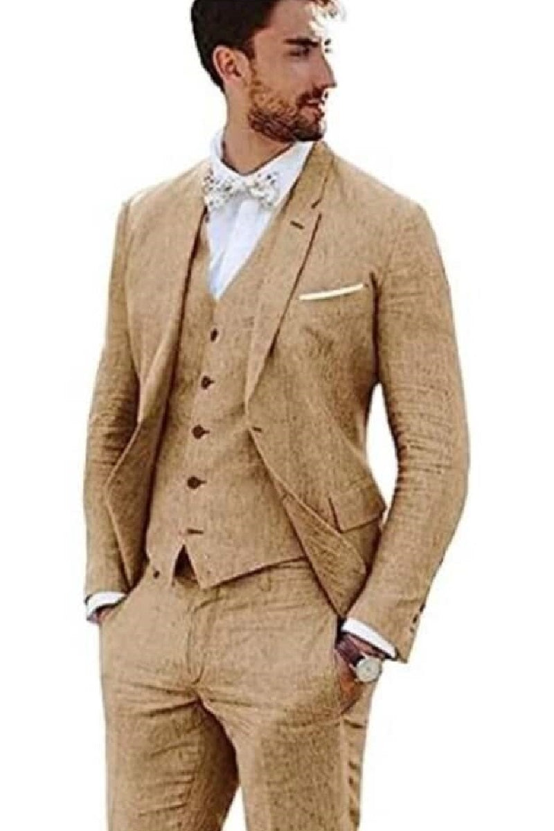 Mens Big and Tall Linen Suits - Khaki  Summer Fabric Suit and khaki – SuitUSA