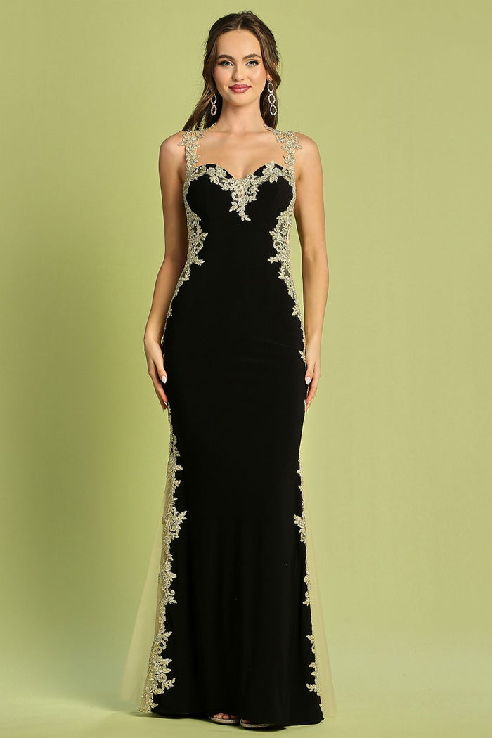 Adora Design 3115 Sleeveless Applique Mermaid Long Formal Gown