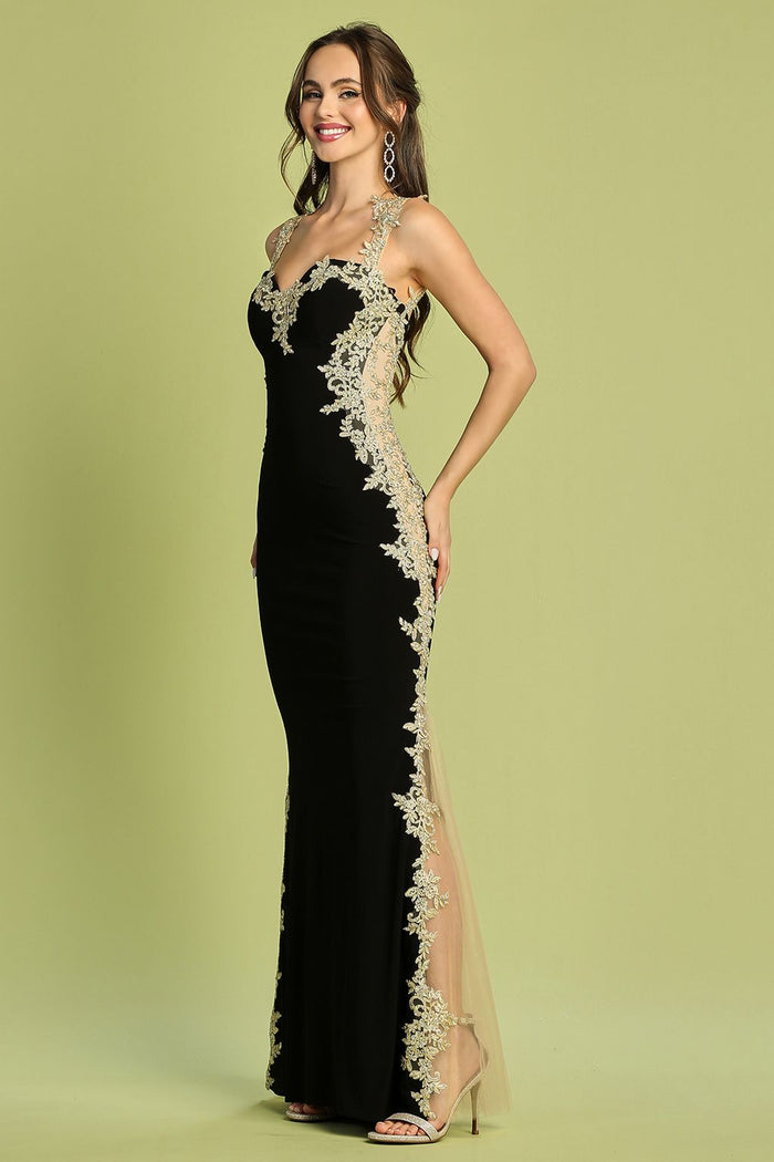Adora Design 3115 Sleeveless Applique Mermaid Long Formal Gown