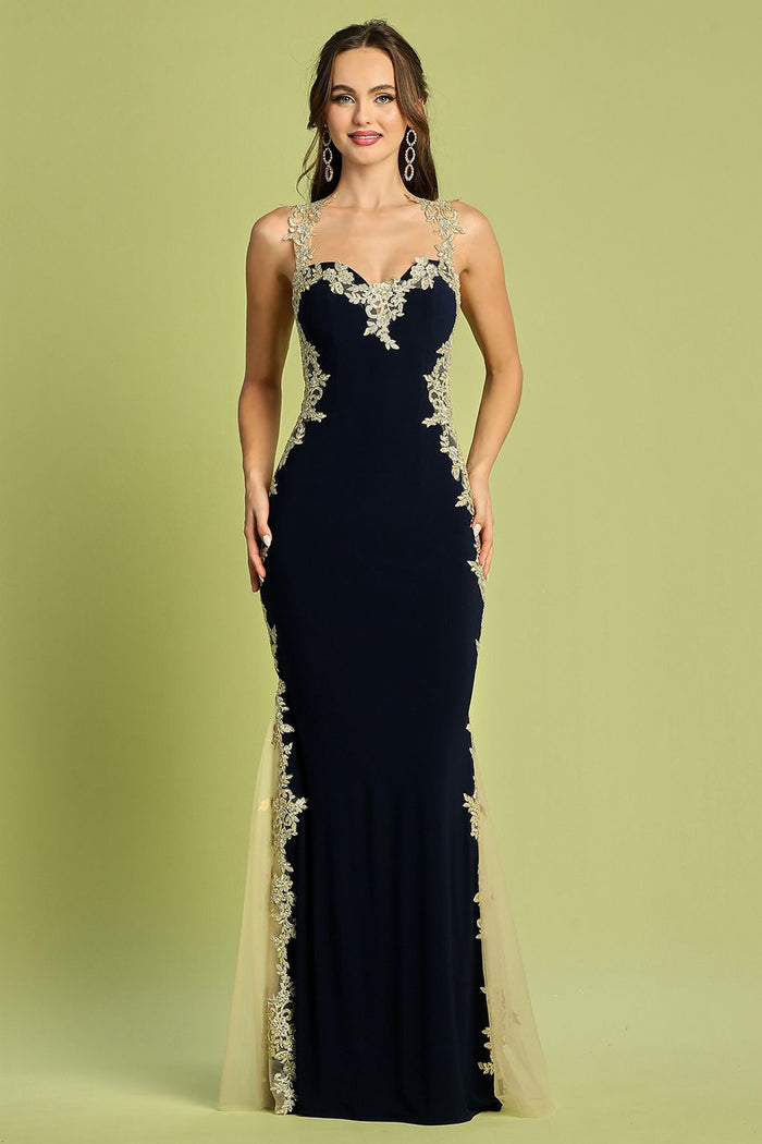 Adora Design 3115 Sleeveless Applique Mermaid Long Formal Gown