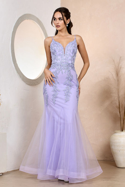 Adora Design 3183 Spaghetti Strap Fitted Long Formal Prom Gown