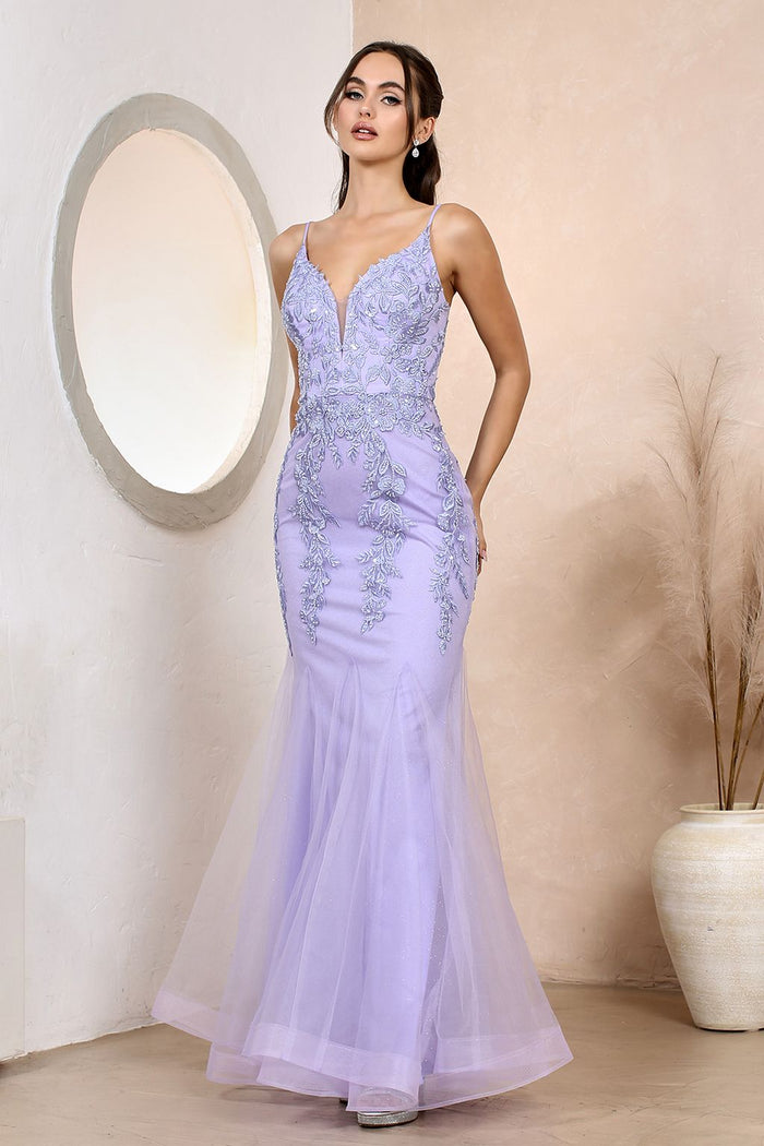 Adora Design 3183 Spaghetti Strap Fitted Long Formal Prom Gown