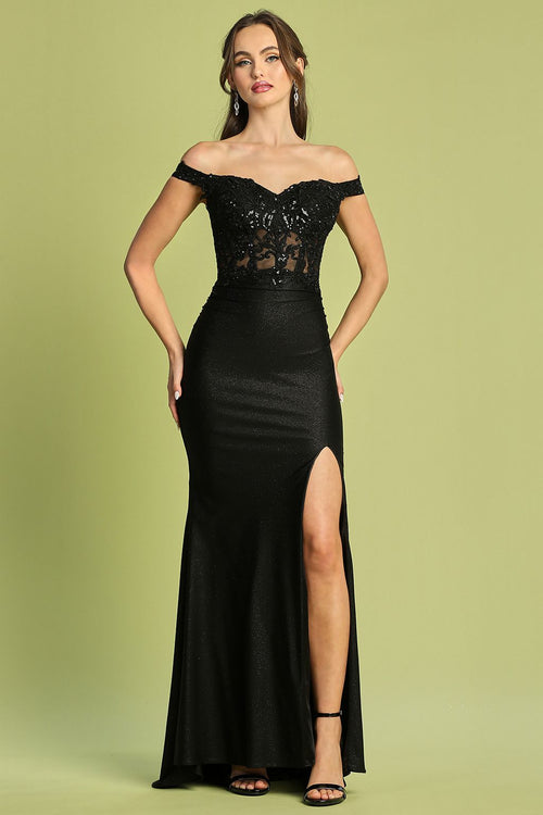 Adora Design 3189 Off Shoulder Long Fitted Lace Prom Gown