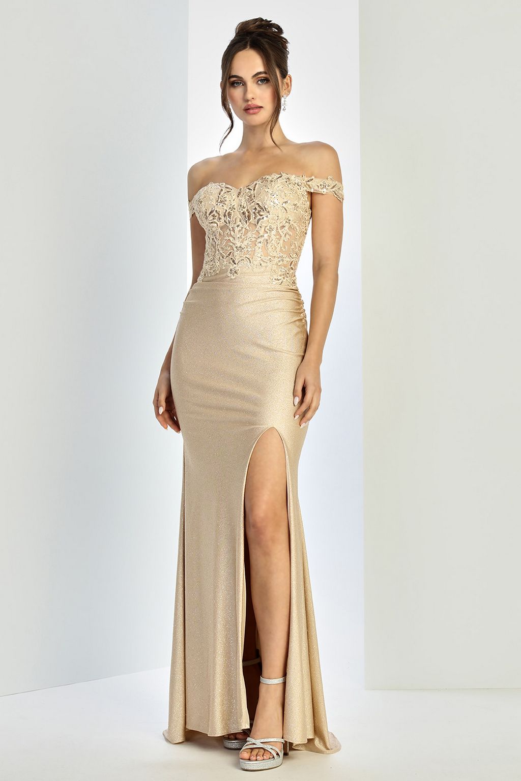 Adora Design 3189 Off Shoulder Long Fitted Lace Prom Gown