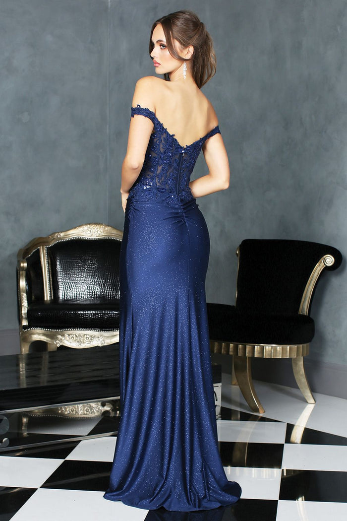 Adora Design 3189 Off Shoulder Long Fitted Lace Prom Gown