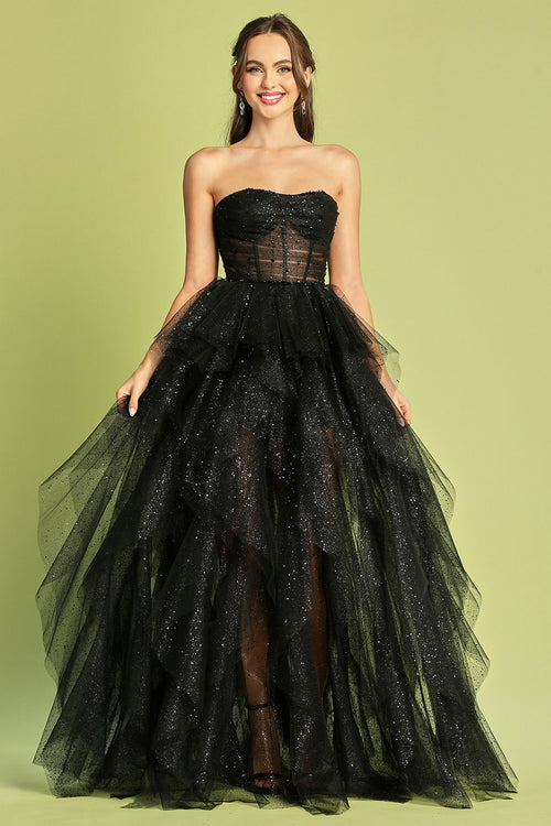 Adora Design 3210 Strapless Glitter Tulle Corset Prom Gown