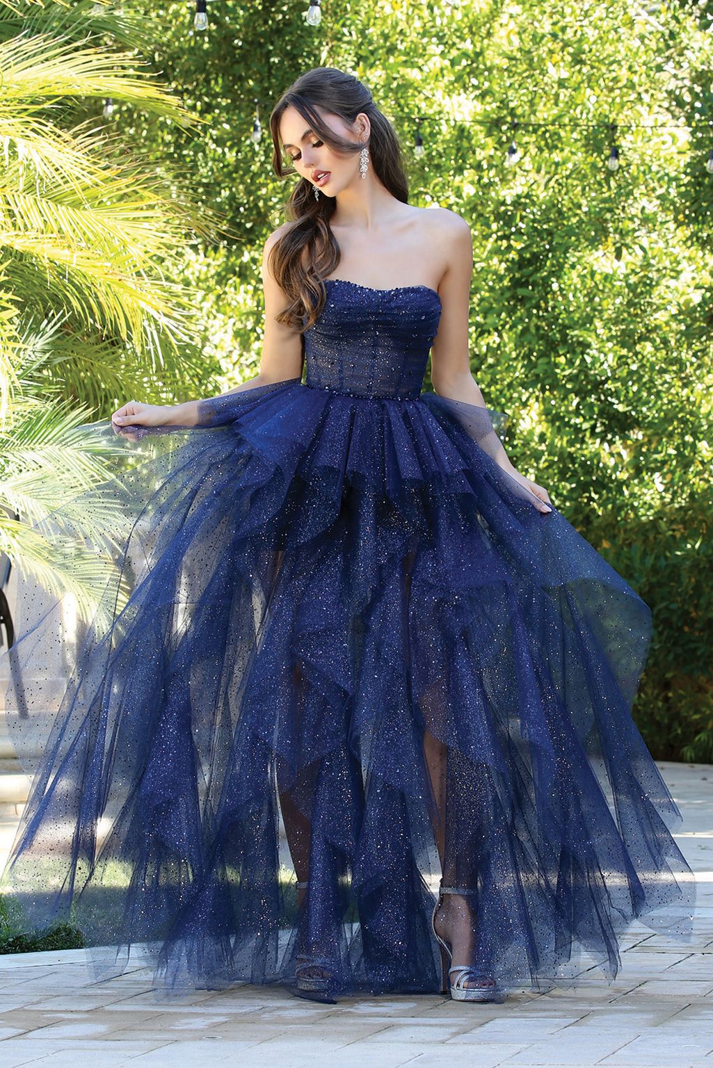 Adora Design 3210 Strapless Glitter Tulle Corset Prom Gown