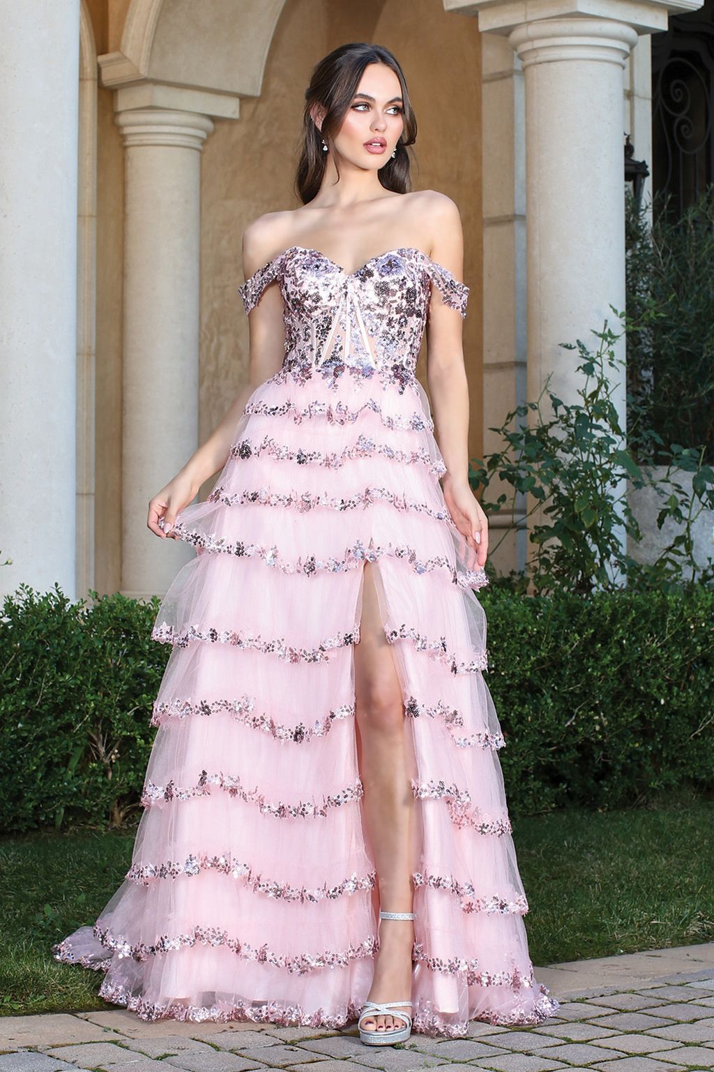 Adora Design 3213 Off Shoulder Sequin A Line Long Formal Prom Dress