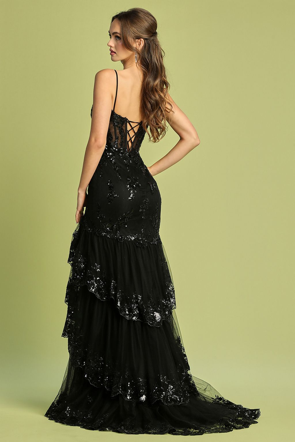 Adora Design 3219 Applique Sequin Corset Fitted Long Prom Dress
