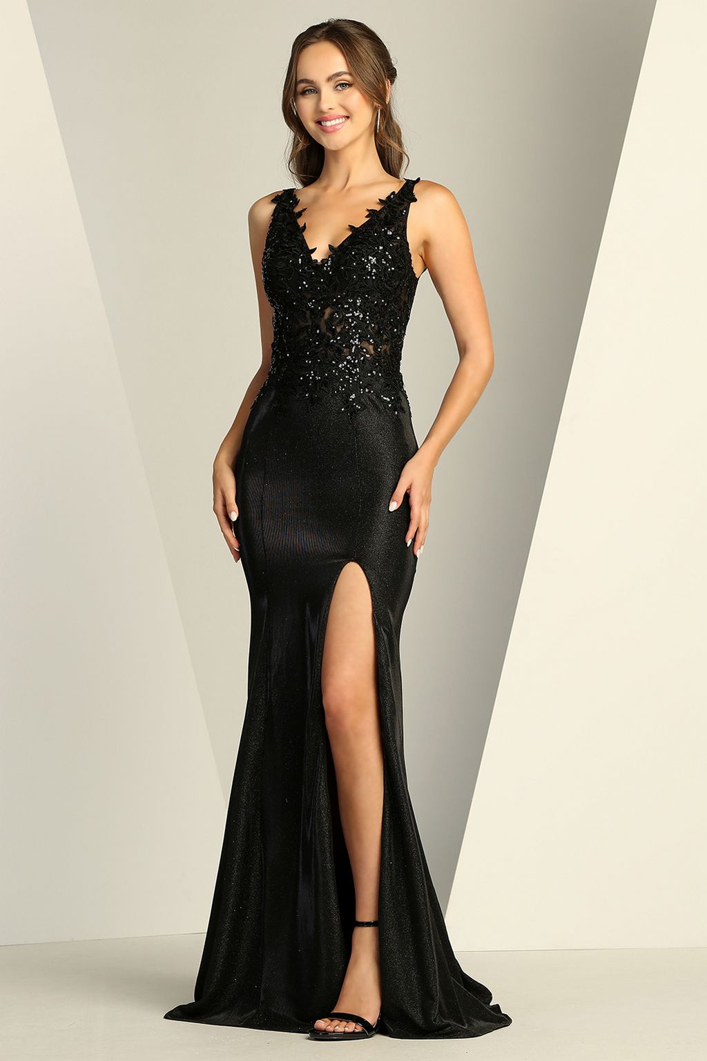 Adora Design 3230 Long Glitter Satin Fitted Formal Prom Gown