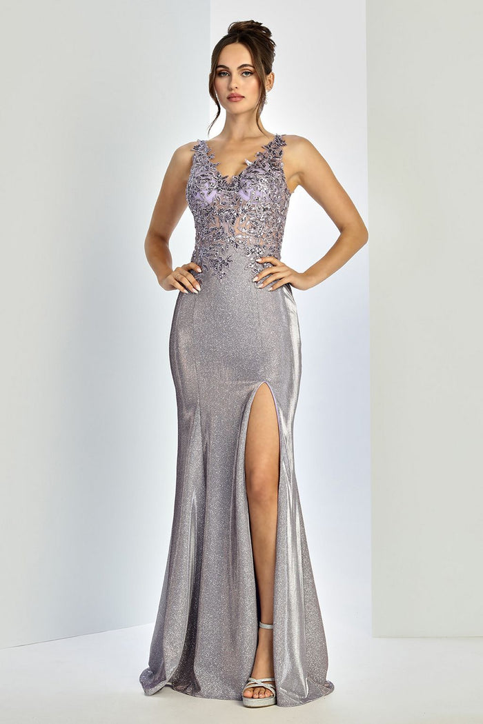 Adora Design 3230 Long Glitter Satin Fitted Formal Prom Gown