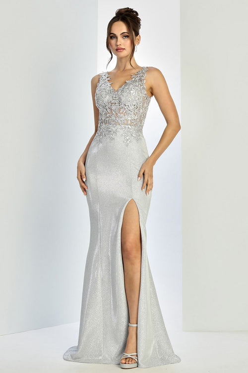Adora Design 3230 Long Glitter Satin Fitted Formal Prom Gown