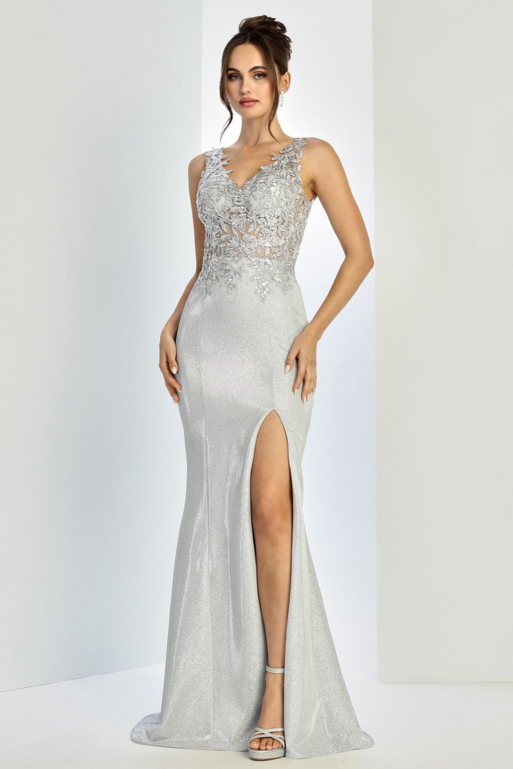 Adora Design 3230 Long Glitter Satin Fitted Formal Prom Gown
