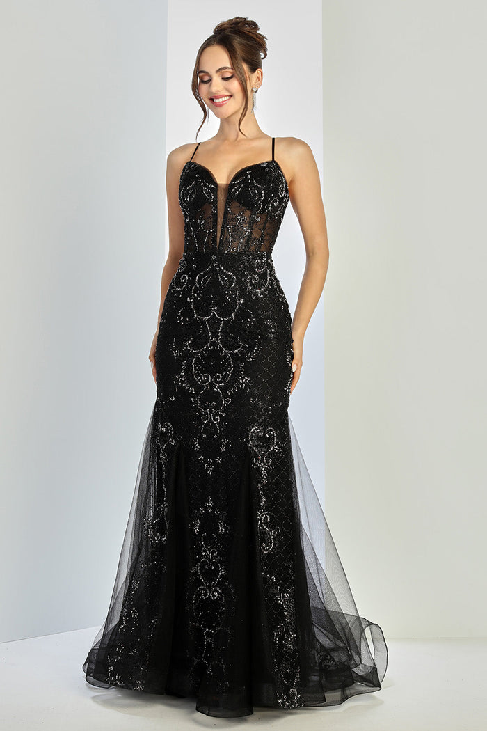 Adora Design 3255 Long Mermaid Beaded Corset Formal Prom Dress