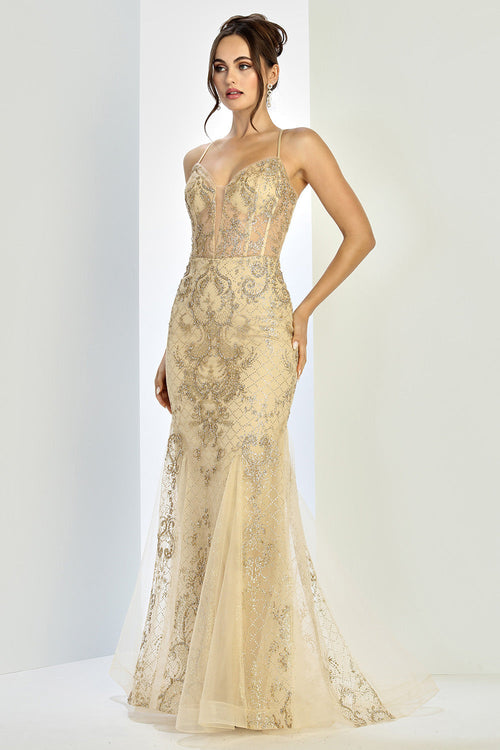 Adora Design 3255 Long Mermaid Beaded Corset Formal Prom Dress