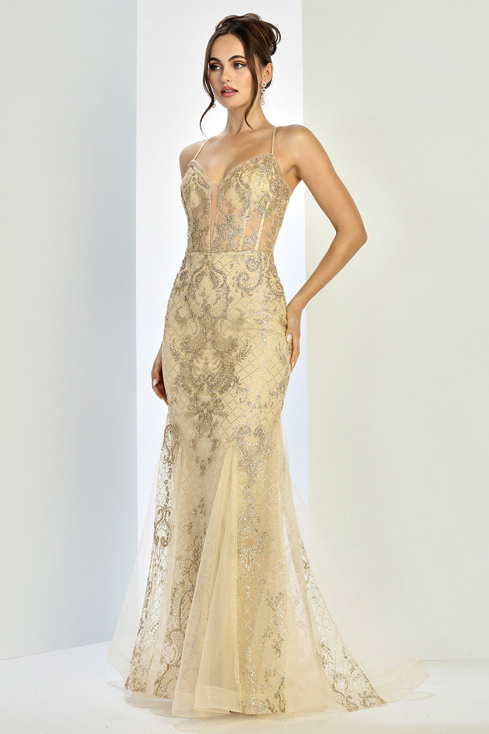 Adora Design 3255 Long Mermaid Beaded Corset Formal Prom Dress