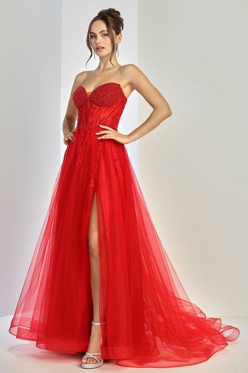 Adora Design 3262 Beaded Corset Strapless Ball Gown Prom Dress