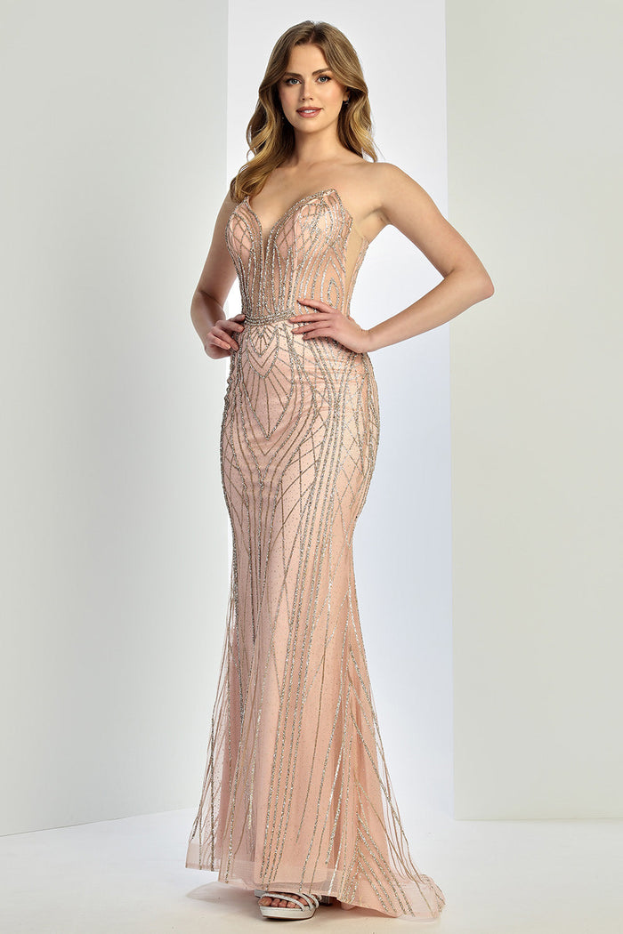 Adora Design 3277 Strapless Beaded Fitted Long Formal Prom Gown