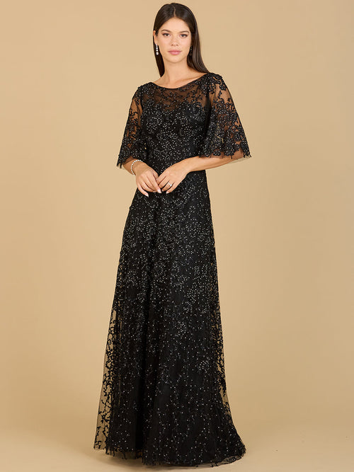 Lara 33277 Cape Sleeve Embroidered Mother of the Bride Dress
