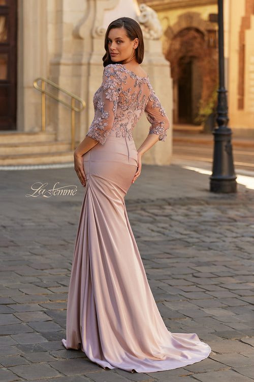 La Femme 33335 Embroidered Illusion Gown