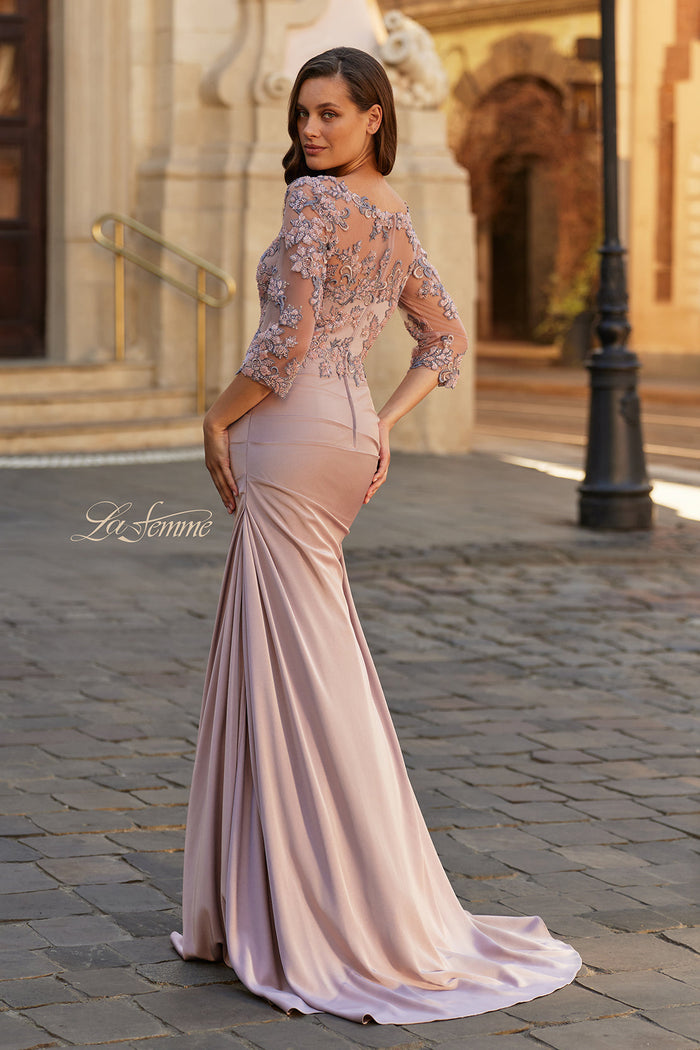 La Femme 33335 Embroidered Illusion Gown