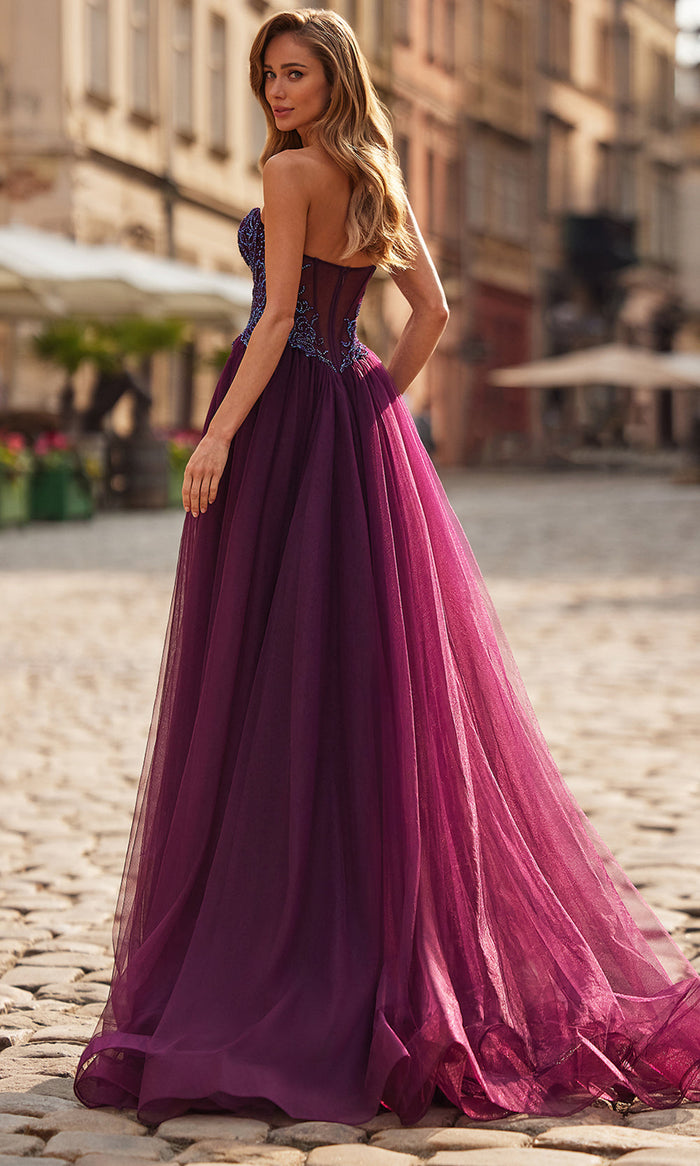 La Femme 33410 Strapless Beaded Lace Ballgown
