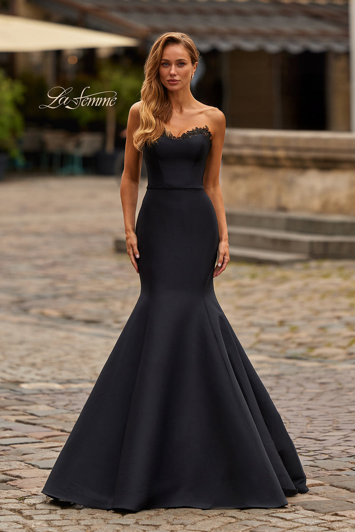 La Femme 33438 Strapless Lace Trim Mermaid Gown