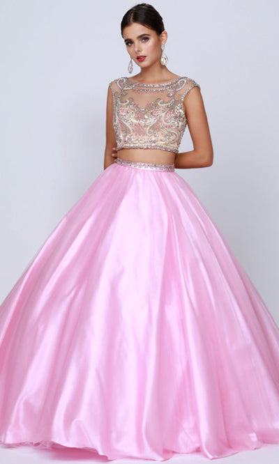 Juliet 338 Beaded Illusion Bateau Satin Ball Dress