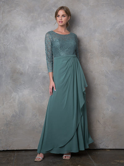 Eva Fashion 3446 3/4 Sleeve Mother of the Bride Dress Lace Ankle Length Formal Gown
